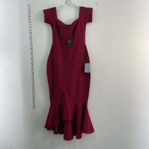 NWT Lulus off shoulder Red Long Mermaid Dress XS